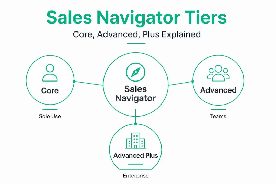 Infographic comparing Sales Navigator tier hierarchy