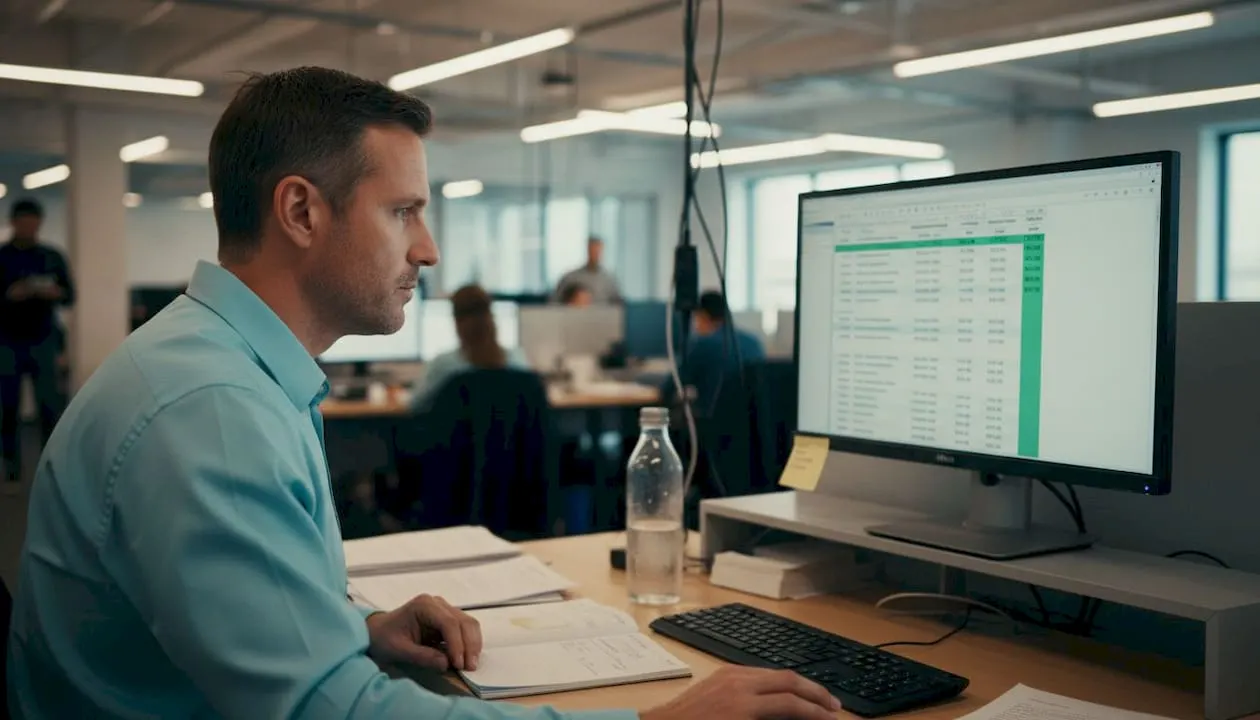 Sales manager reviews pricing table spreadsheet