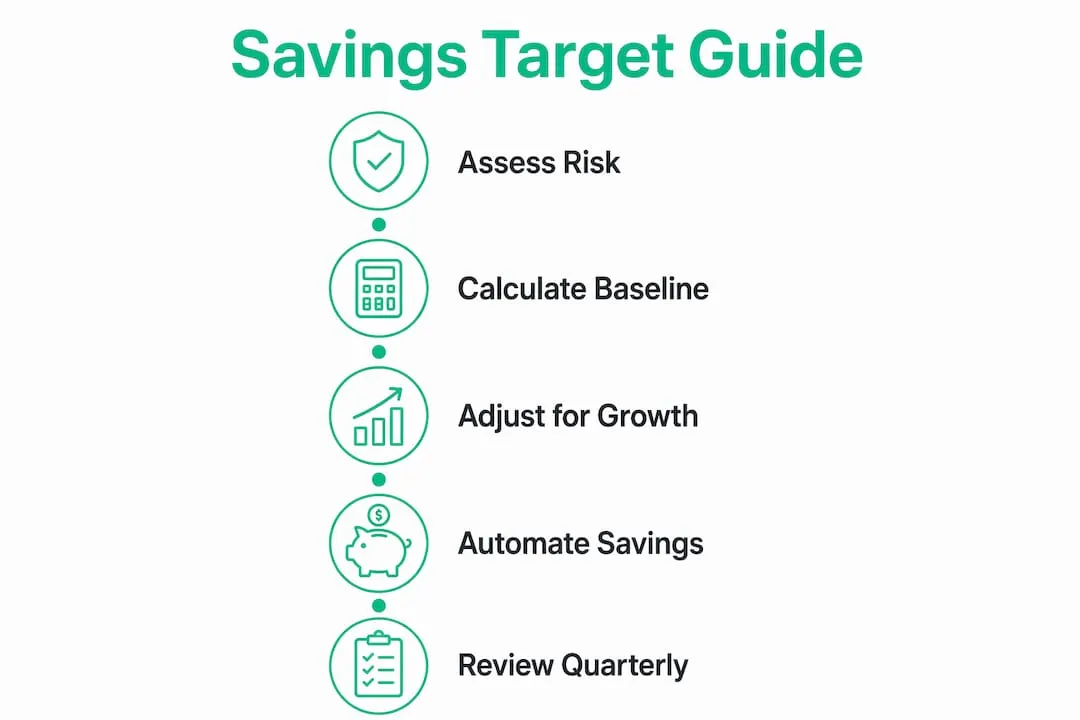 Infographic showing marketing agency savings target steps